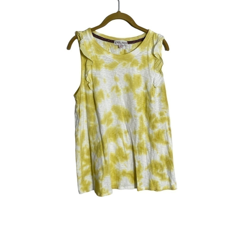 Knox Rose Yellow Tie Dye Ruffle Top Medium
